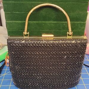 Elegant Black Handbag with Gold Accents This Is A PROJECT BAG